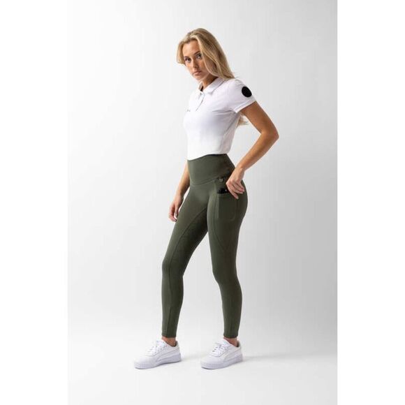Horze Gillian Womens Silicone Full Seat Side Pocket Tight Khaki Green Size US 28 - Picture 1 of 12